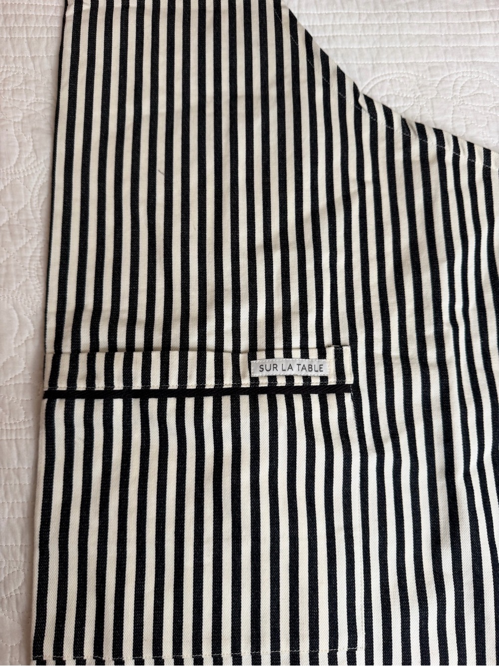 Sur la Table Apron Waiter Black White Stripe Heavyweight Cotton Adjust Straps